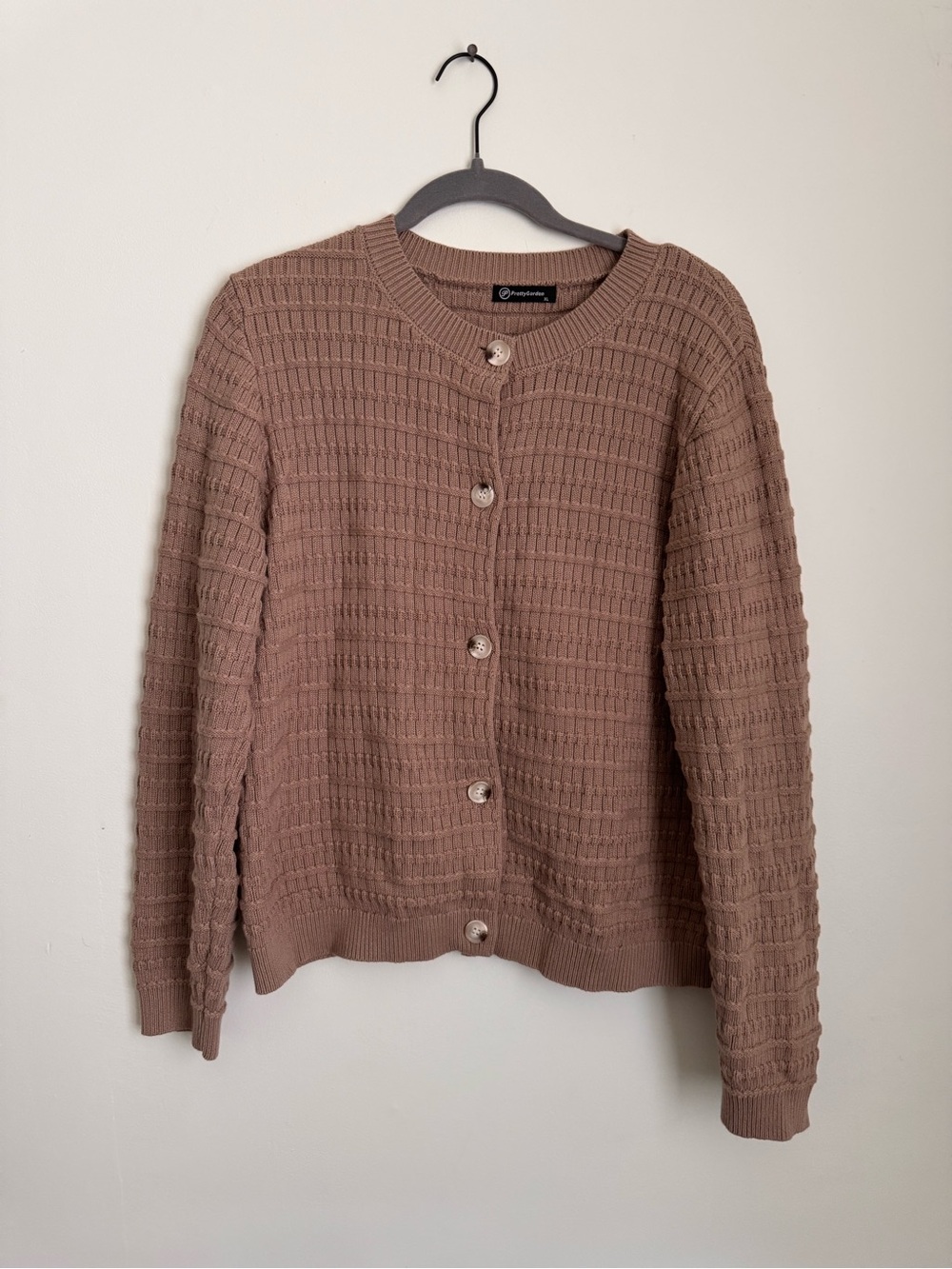 Tan Knit Button Cardigan Sweater - Size XL